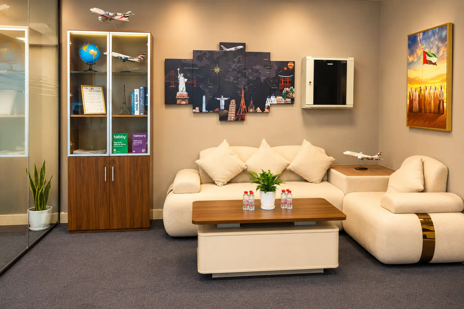 Customer lounge at Amigo Travel and Tourism Dubai office